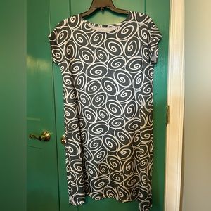 Gray with white swirls dress by Lolly Wolly Doodle. Lightweight and comfortable.